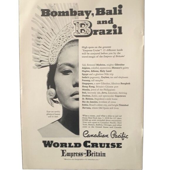 Vintage 1938 Canadian Pacific World Cruise Ad Advertisement - Picture 3 of 4